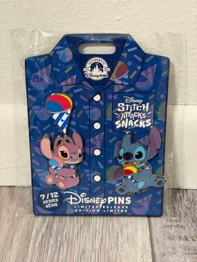 NWT Disney Stitch Attacks Snacks Shaved Ice limited release pin set 7 of 12